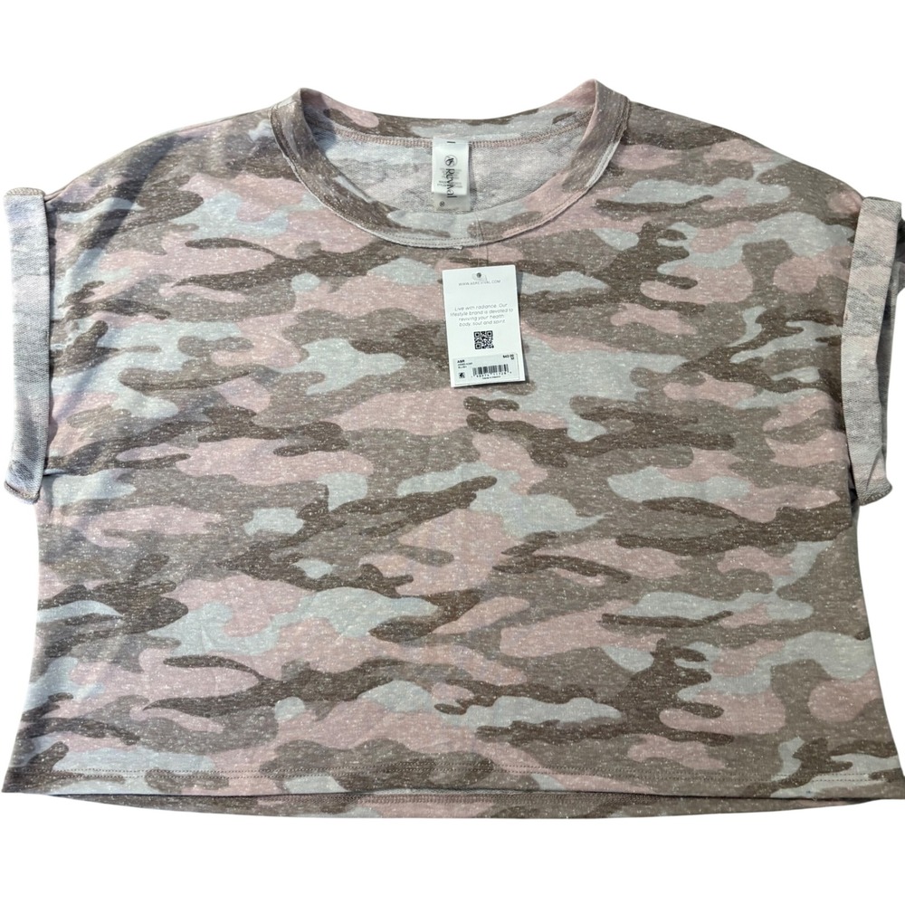 AS Revival Pink Camo Cropped French Terry Top Blush Medium NWT Spring